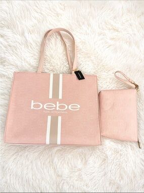 Bebe Blush Pink Tote with Matching Wristlet NWT